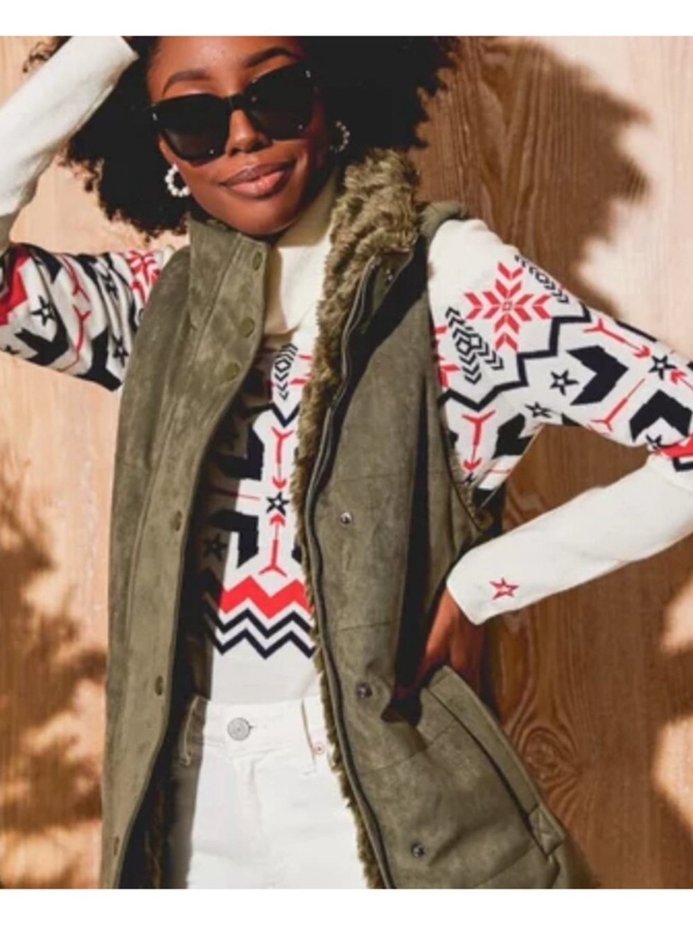 Tuckernuck Poblano Emilia Reversible Faux Suede Shearling Vest
